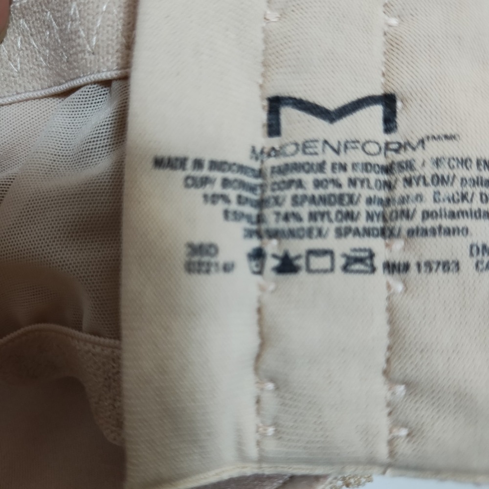 Maidenform 36D Pure Comfort Floral Lace  Lined Wireless Bra Nude DM1188‎ - Picture 4 of 5